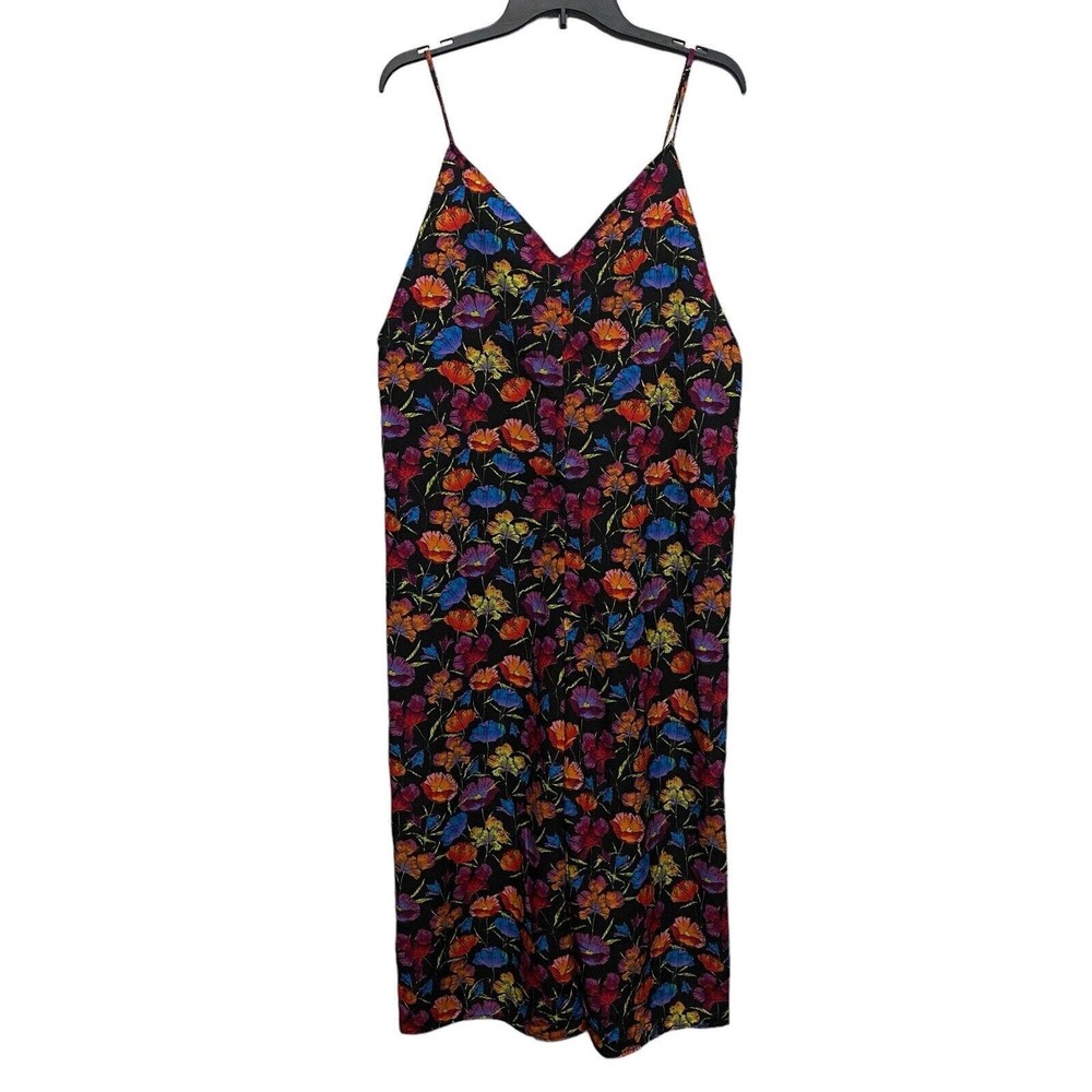 Top shop spaghetti strap V-neck cropped jumpsuit romper black floral 6 women's‎